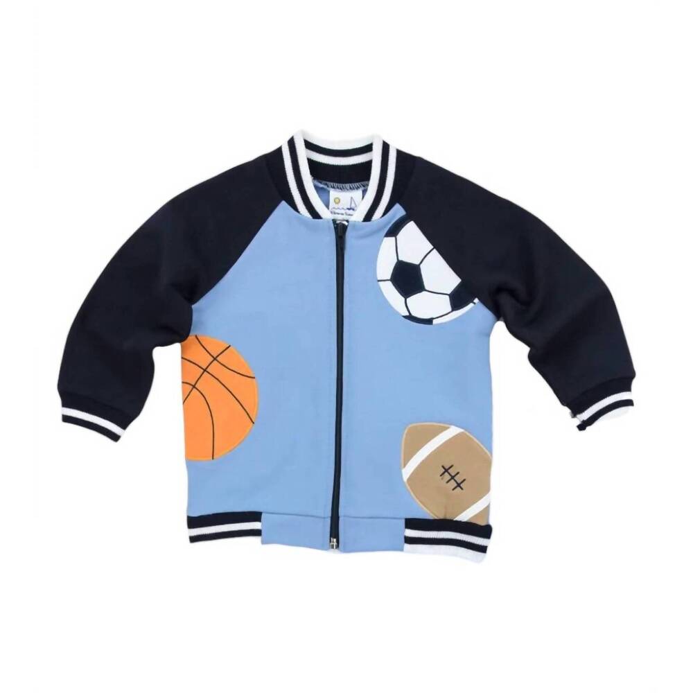 NEW FLORENCE EISEMAN boys' french terry jacket with sport in blue navy